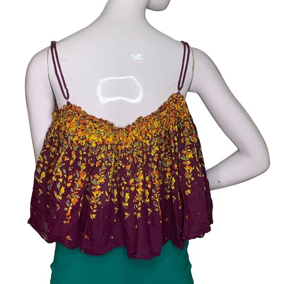 Free People Intimately Top Floral Print Spaghetti Straps Purple/Yellow Size M - Picture 4 of 8